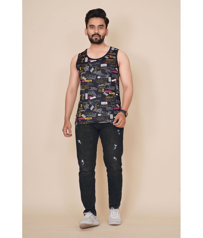     			happy khajana Polyester Regular Fit Solid Sleeveless Men's T-Shirt - Black ( Pack of 1 )