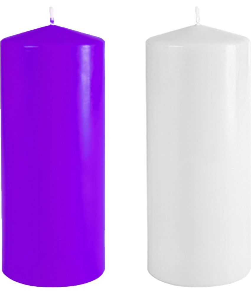     			ASIDEA Multicolour Pillar Candle 10 cm ( Pack of 2 )