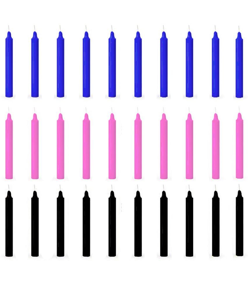     			ASIDEA Multicolour Tapered Candle 10 cm ( Pack of 30 )