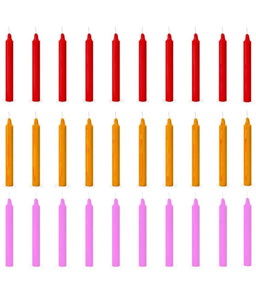     			ASIDEA Multicolour Tapered Candle 10 cm ( Pack of 30 )