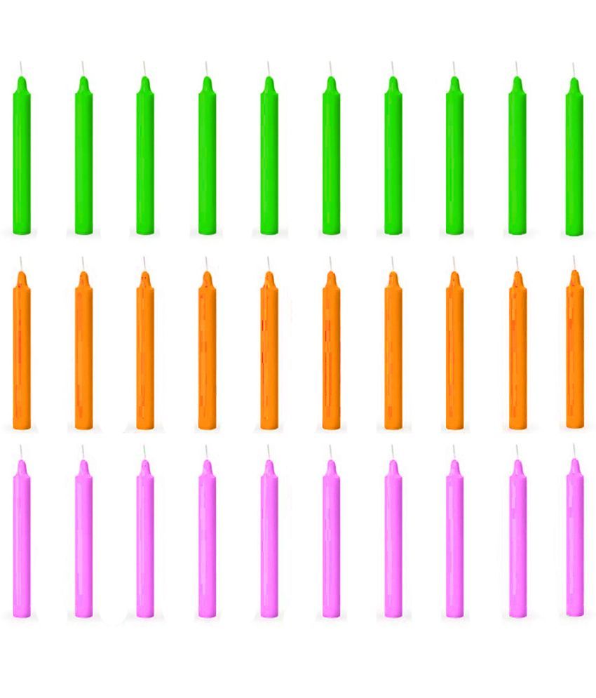     			ASIDEA Multicolour Tapered Candle 10 cm ( Pack of 30 )