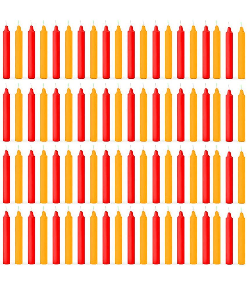     			ASIDEA Multicolour Tapered Candle 10 cm ( Pack of 80 )