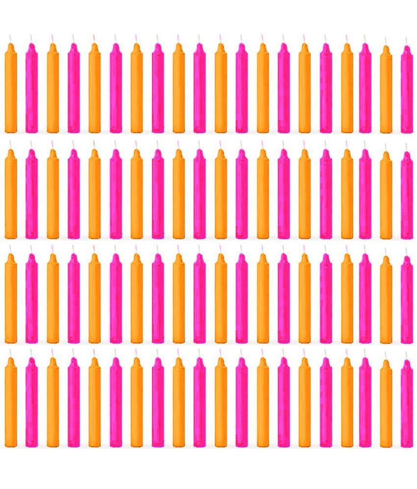     			ASIDEA Multicolour Tapered Candle 10 cm ( Pack of 80 )