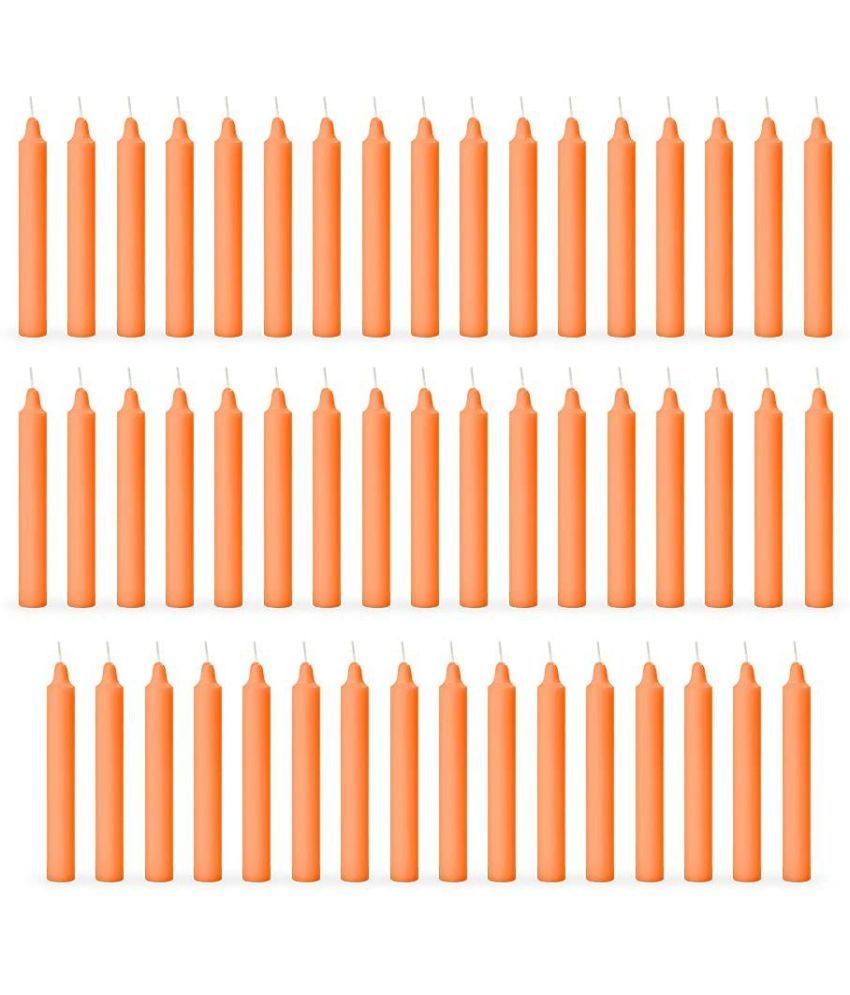     			ASIDEA Orange Tapered Candle 10 cm ( Pack of 50 )