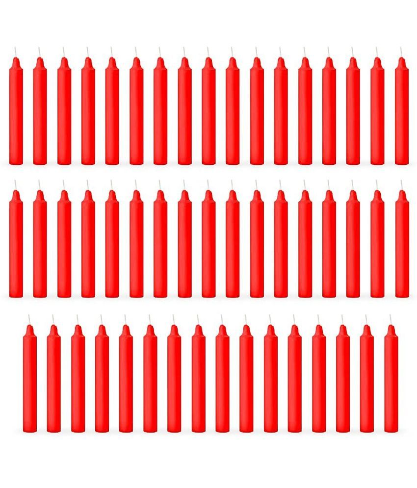     			ASIDEA Red Tapered Candle 10 cm ( Pack of 50 )