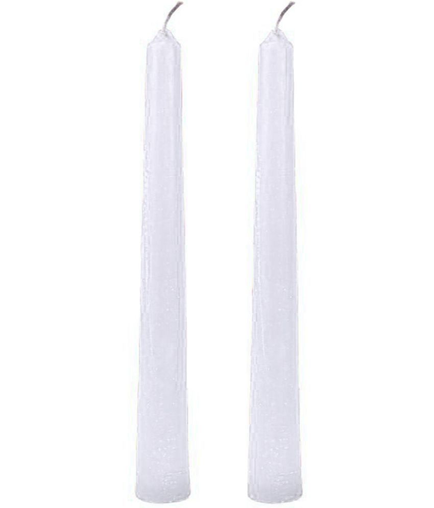     			ASIDEA White Tapered Candle 10 cm ( Pack of 2 )