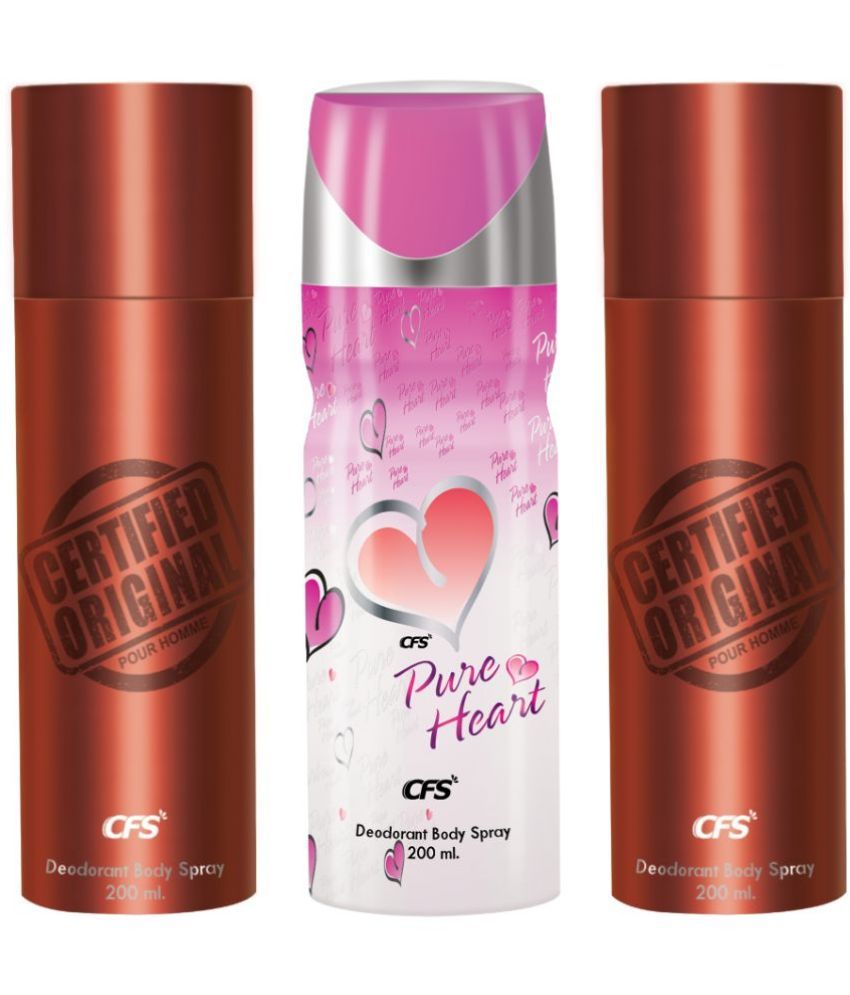     			CFS  Ctfd Brown, Ctfd Brown & Pure HeartPink Deodorant Spray for Unisex 600 ml ( Pack of 3 )