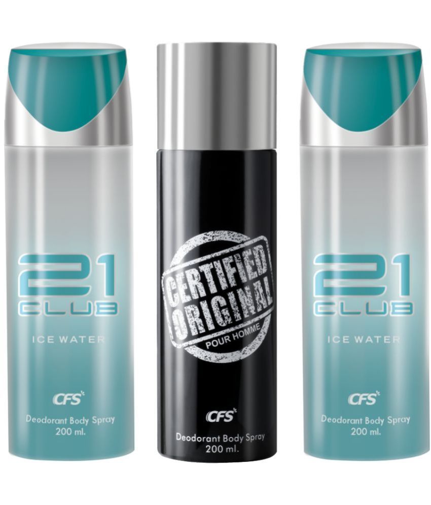     			CFS  Ice Water, Ice Water & Certified Black Body Spray for Unisex 600 ml ( Pack of 3 )