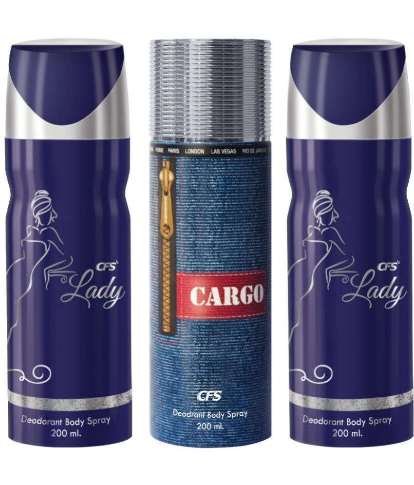     			CFS  Lady, Lady & Cargo Blue Deodorant Spray for Unisex 600 ml ( Pack of 3 )