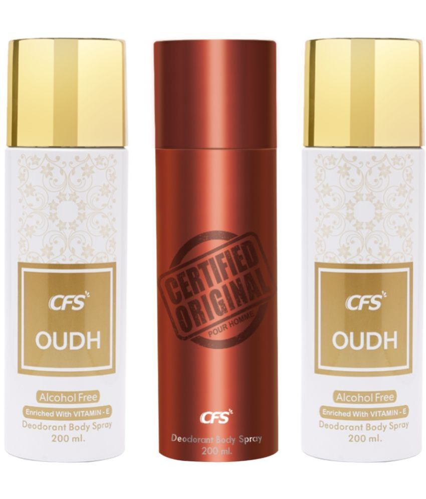     			CFS  Oudh White, Oudh White & Certified Brwn Deodorant Spray for Unisex 600 ml ( Pack of 3 )