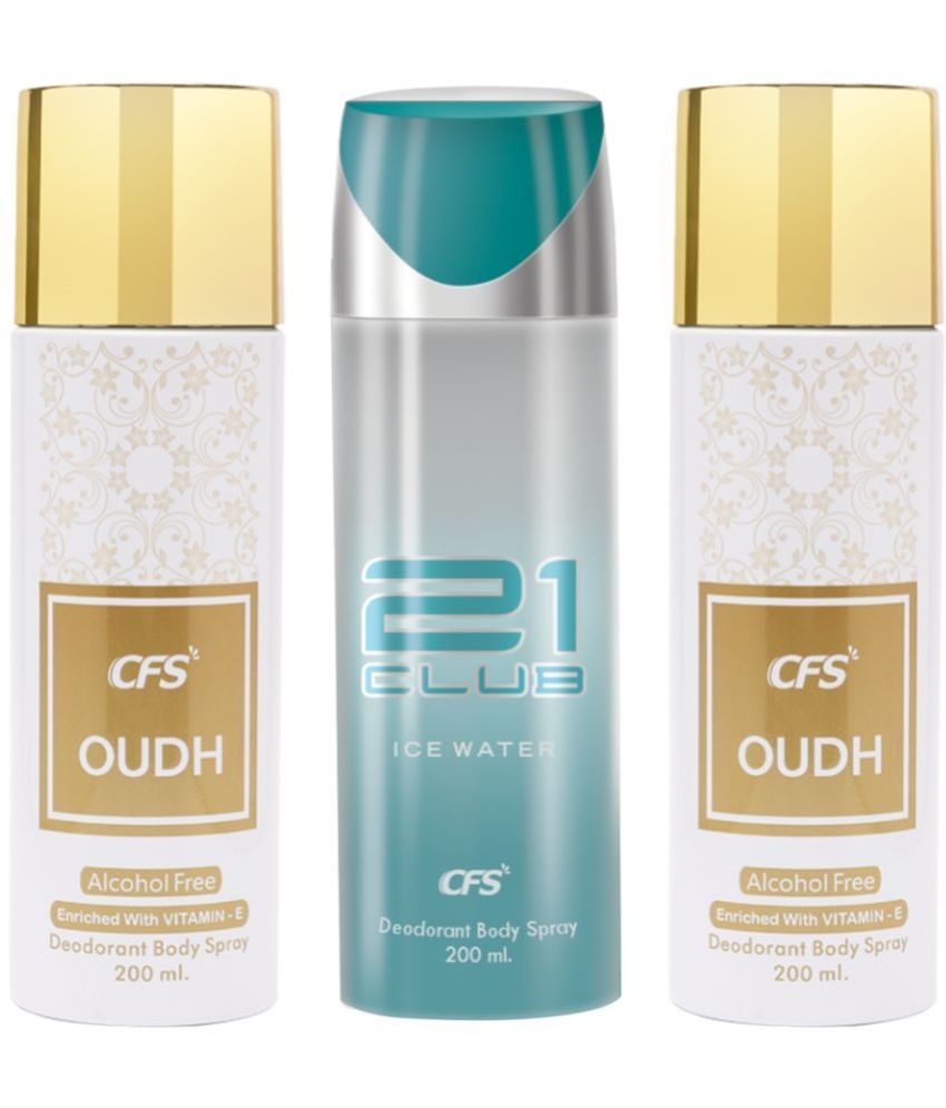     			CFS  Oudh White, Oudh White & Ice Water Body Spray for Unisex 600 ml ( Pack of 3 )