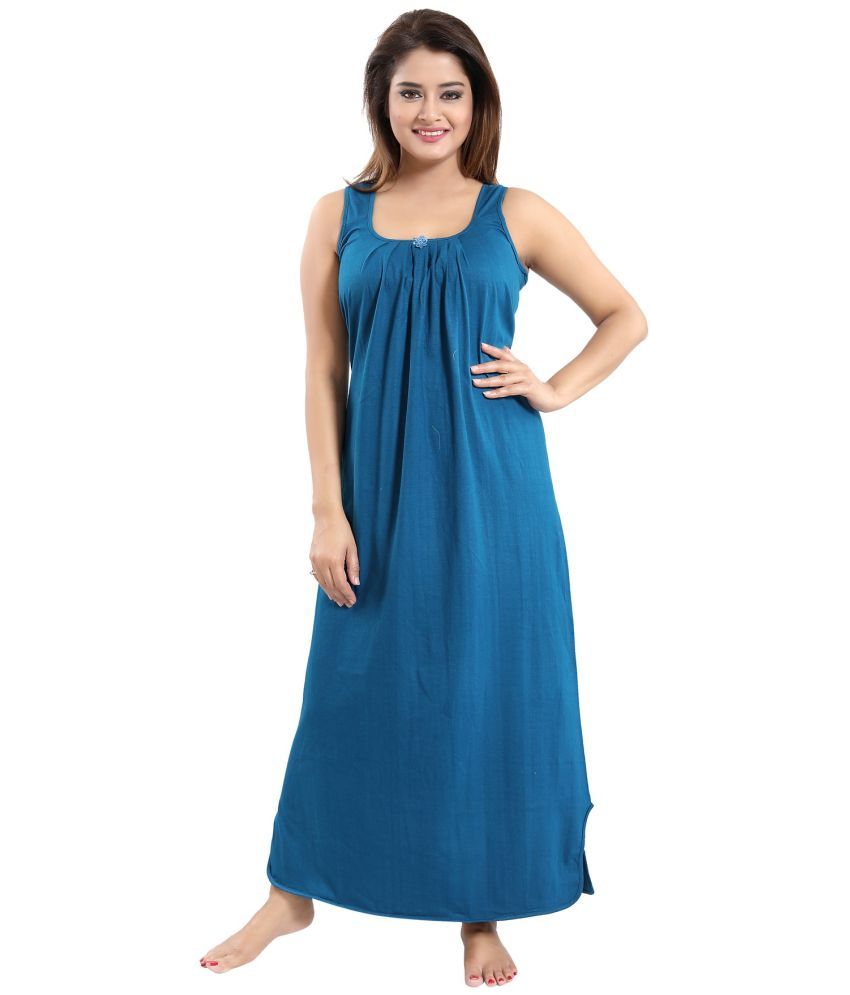     			Cinco Navy Blue Cotton Blend Women's Nightwear Nighty & Night Gowns ( Pack of 1 )