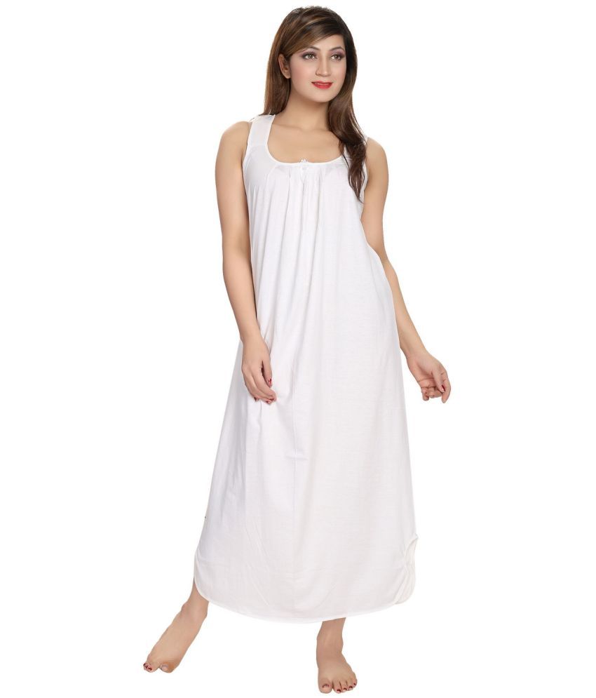     			Cinco White Cotton Blend Women's Nightwear Night Dress ( Pack of 1 )