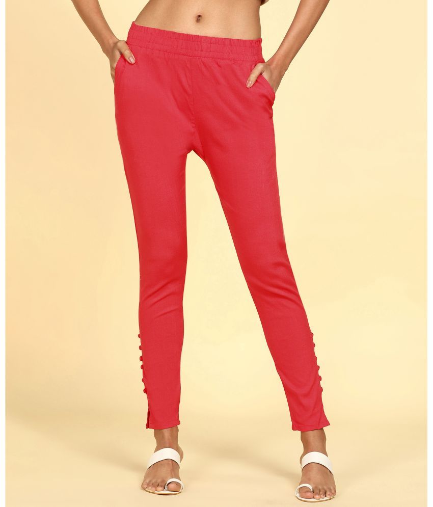     			Colorscube - Coral Cotton Women's Pencil Pants ( Pack of 1 )