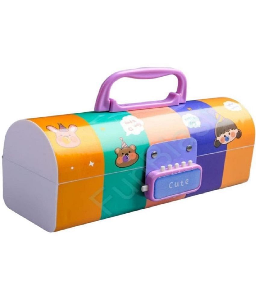     			FEDIFU  Plastic Pen Pencil Box Suitcase Style Password Lock Pencil Case Multi-Layer Pencil Box Stationary Organizer Case for Boys Girls Kids