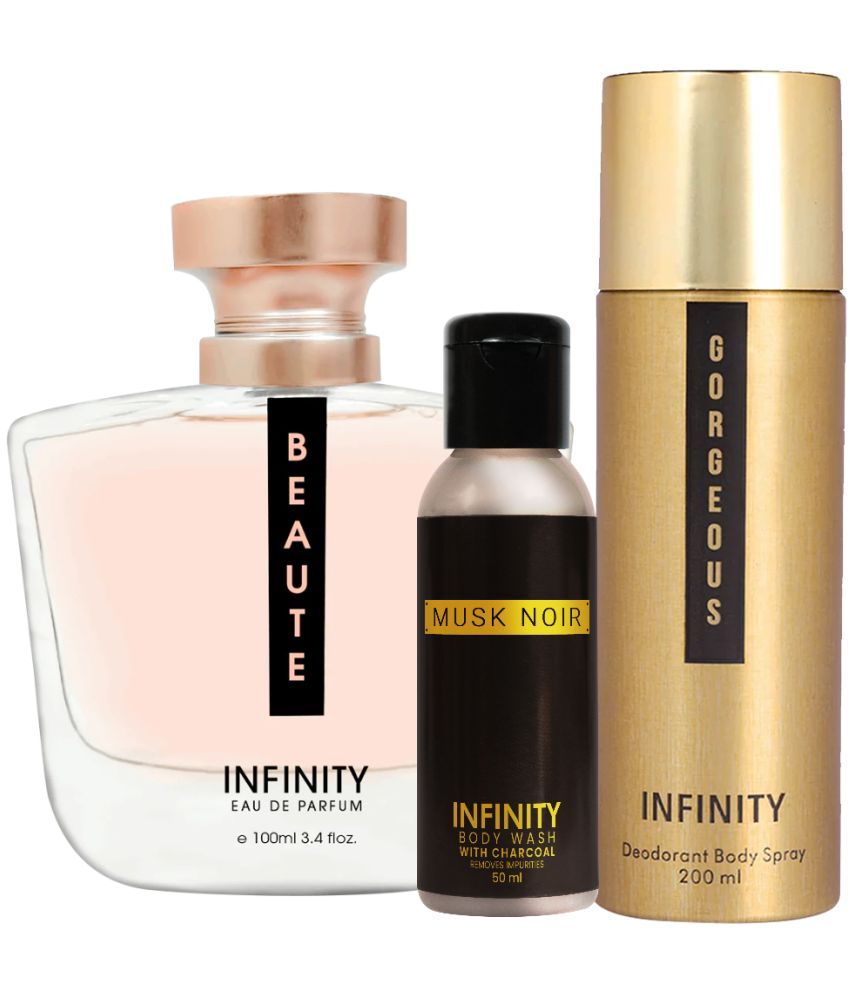     			Infinity Beaute EDP Perfume 100ml, Gorgeous Deo Body Spray 200ml, Musk Noir Body Wash 50ml