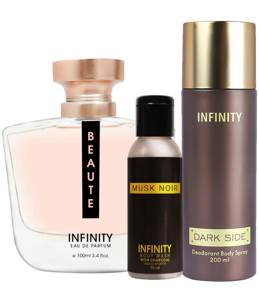     			Infinity Beaute EDP Perfume 100ml, Dark Side Deo Body Spray 200ml, Musk Noir Body Wash 50ml