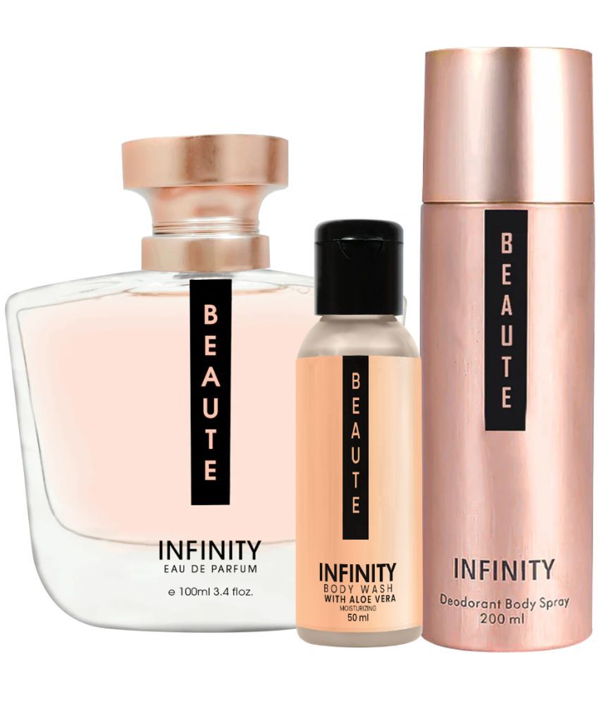     			Infinity Beaute EDP Perfume 100ml, Beaute Deo Body Spray 200ml, Beaute Body Wash 50ml