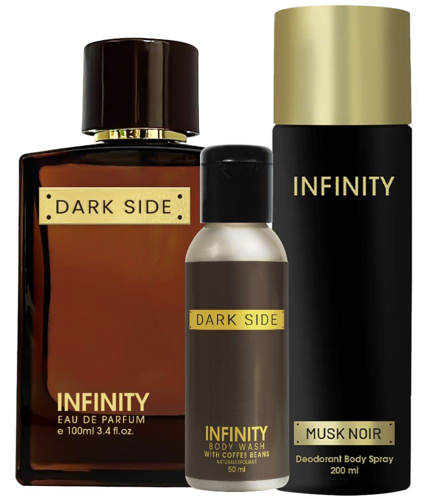     			Infinity Dark Side EDP Perfume 100ml, Musk Noir Deo Body Spray 200ml, Dark Side Body Wash 50ml