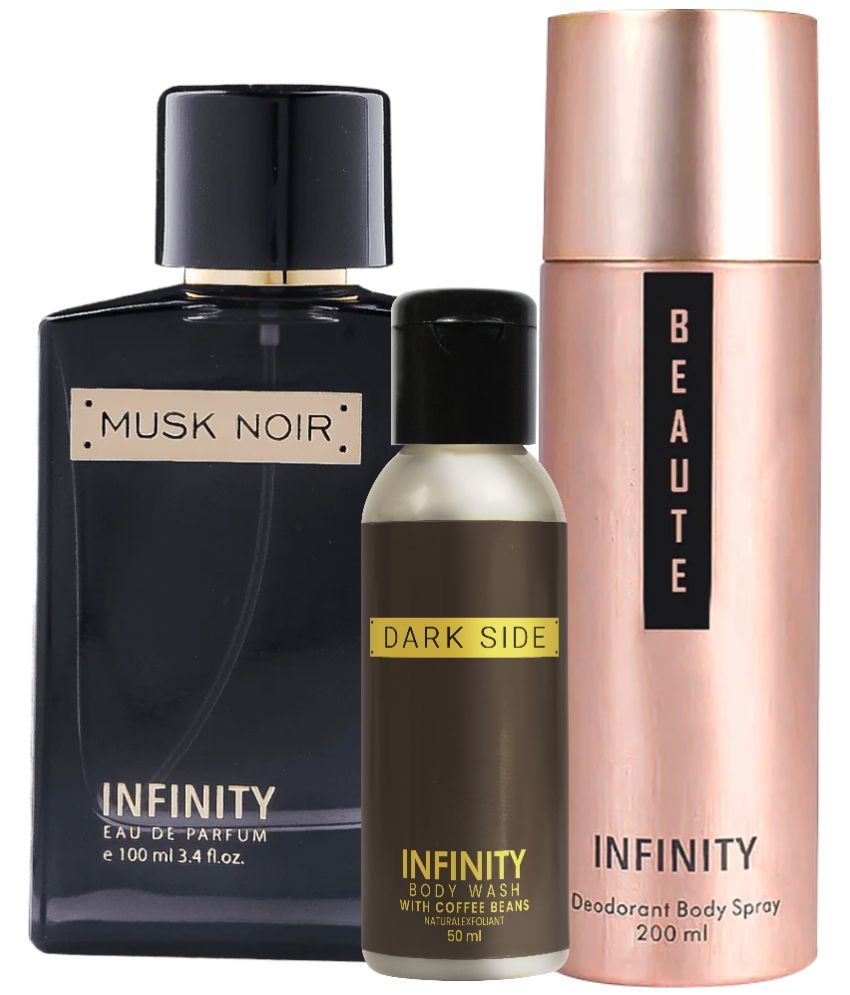     			Infinity Musk Noir EDP Perfume 100ml, Beaute Deo Body Spray 200ml, Dark Side Body Wash 50ml