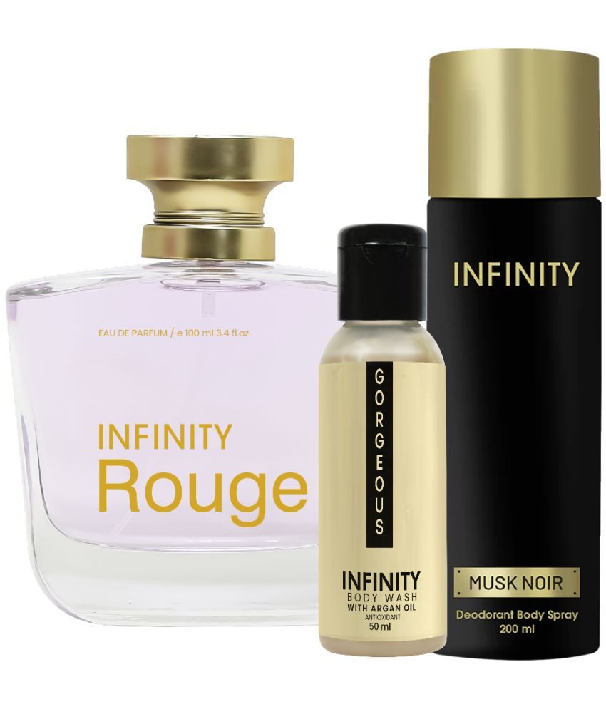     			Infinity Rouge EDP Perfume 100ml, Musk Noir Deo Body Spray 200ml, Gorgeous Body Wash 50ml