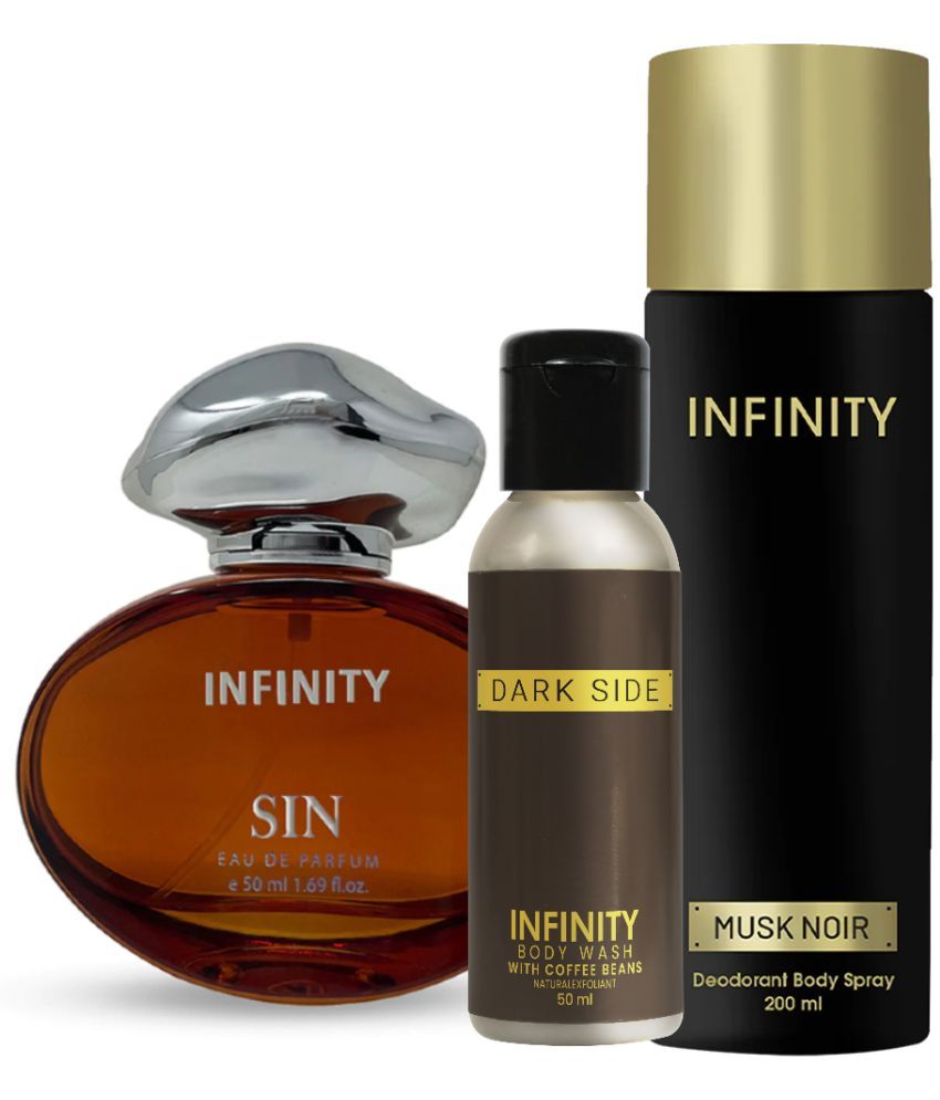     			Infinity Sin EDP Perfume 50ml, Musk Noir Deo Body Spray 200ml, Dark Side Body Wash 50ml