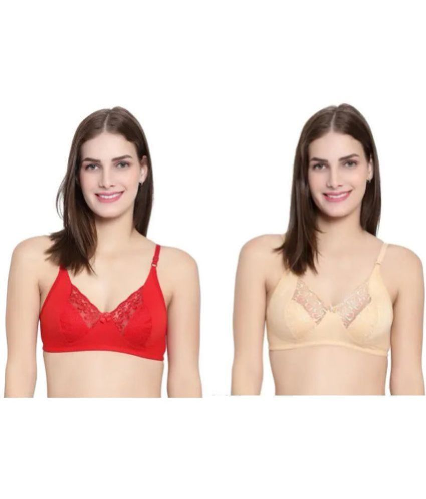     			Kiran Enterprises Multicolor Lace Non Padded Women's Everyday Bra ( Pack of 2 )