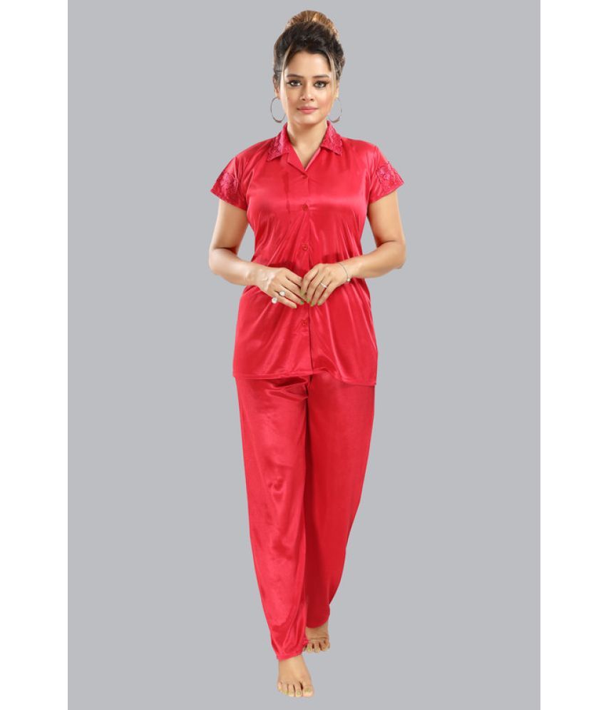     			Ladyvenom Pink Satin Women's Nightwear Nightsuit Sets ( Pack of 1 )