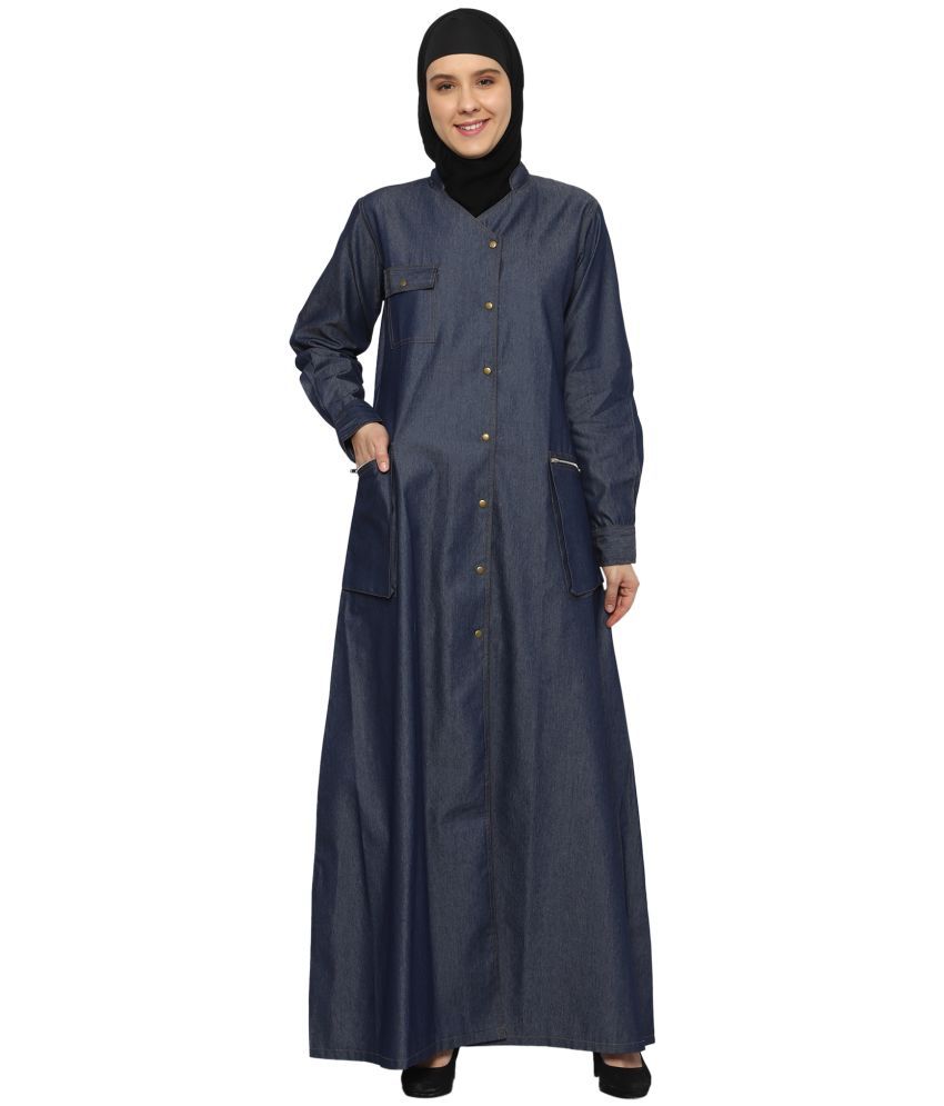     			Momin Libas Blue Cotton Stitched Burqas without Hijab -