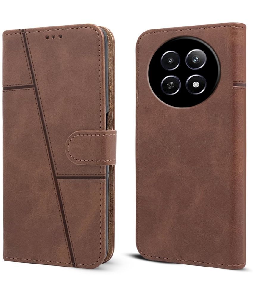     			NBOX Brown Flip Cover Artificial Leather Compatible For Realme12x 5g ( Pack of 1 )