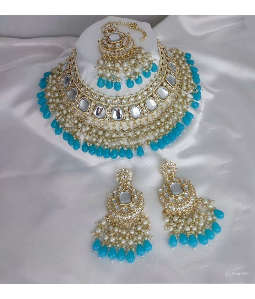     			Padmavati Bangles Light Blue Alloy Necklace Set ( Pack of 1 )