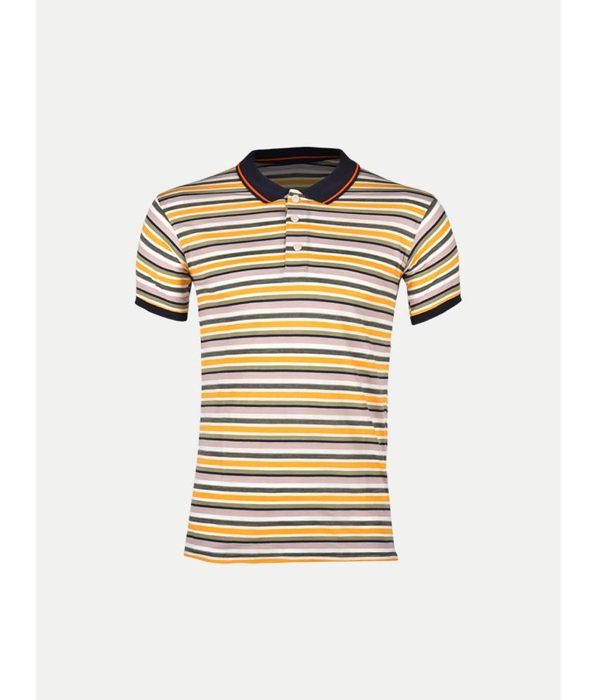     			Radprix Cotton Regular Fit Striped Half Sleeves Men's Polo T Shirt - Yellow ( Pack of 1 )