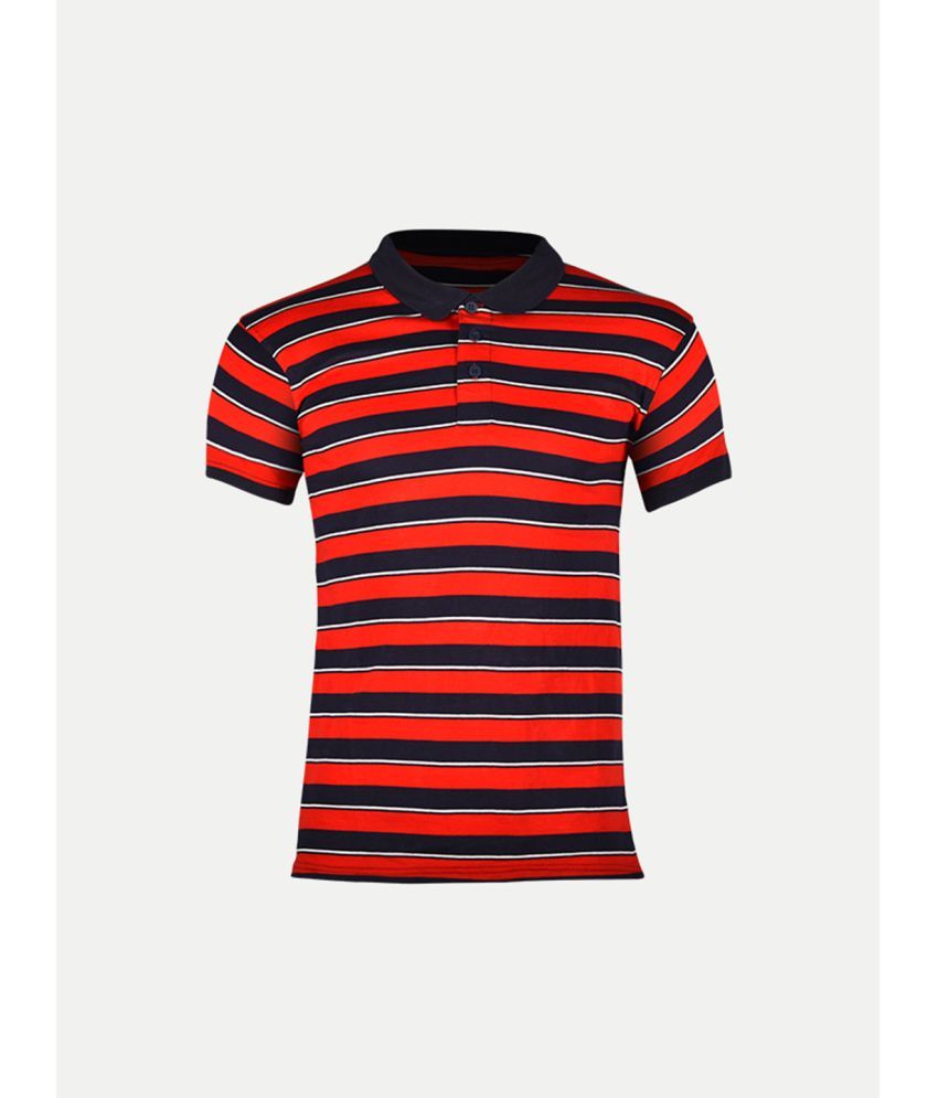     			Radprix Cotton Regular Fit Striped Half Sleeves Men's Polo T Shirt - Red ( Pack of 1 )