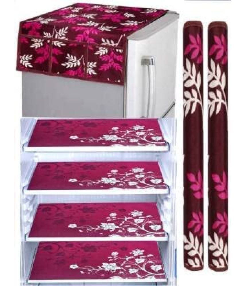     			Sanraksshan PVC Floral Fridge Mat & Cover ( 40 30 ) Pack of 6 - Multicolor