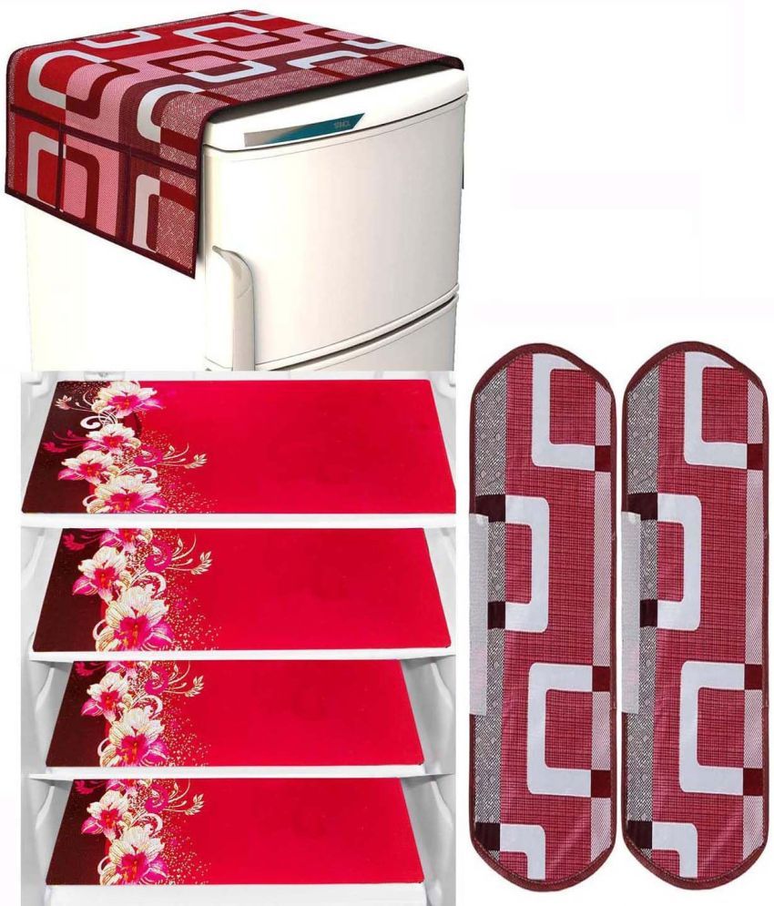     			Sanraksshan PVC Floral Fridge Mat & Cover ( 40 30 ) Pack of 6 - Multicolor