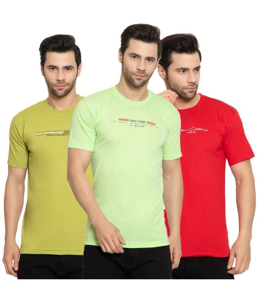     			Zeffit Cotton Blend Regular Fit Printed Half Sleeves Men's T-Shirt - Multicolor ( Pack of 3 )