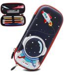 FEDIFU 3D Cover EVA Space Astronaut Theme Pencil Case Large Capacity Pencil Pouch Bag Compass School Pouch Organizer for Students Kids Premium Stylish Pen Holder Pouch Stationery Bo