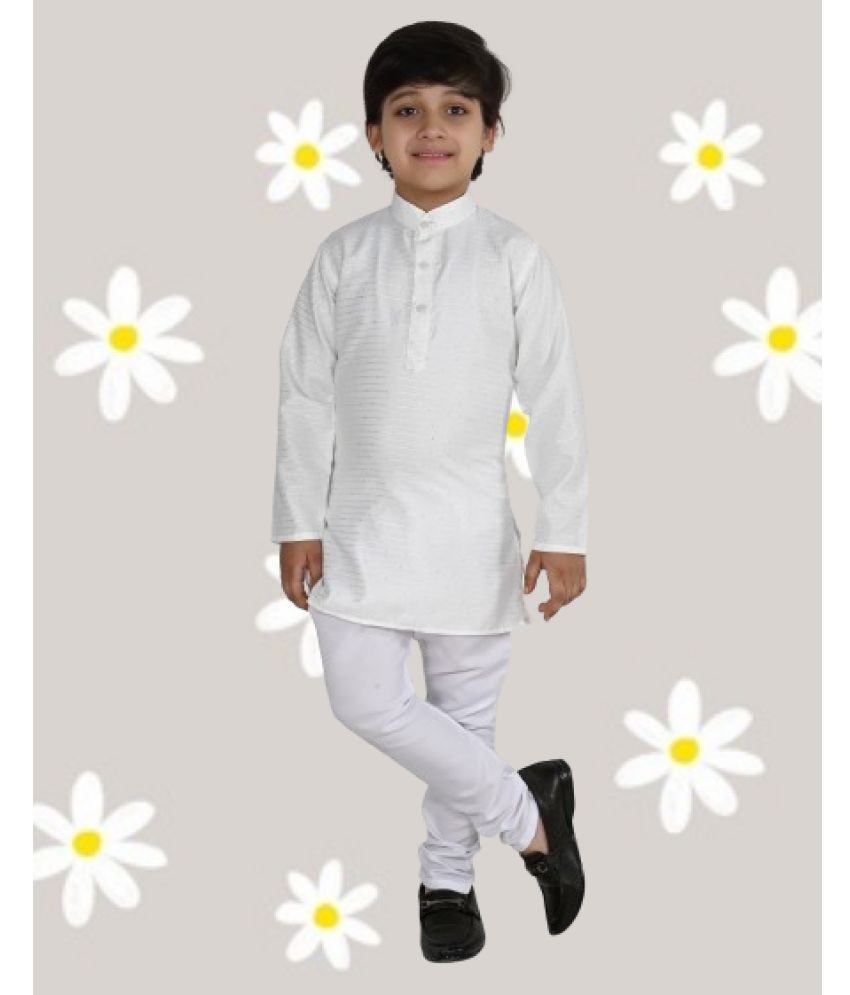     			ATLY White Cotton Blend Boys Kurta Sets ( Pack of 1 )