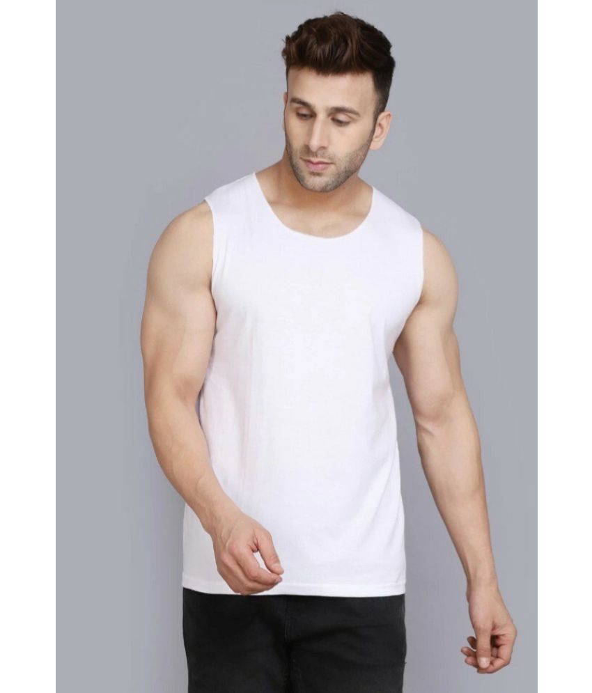     			EDApparels Polyester Men's Vest ( White ) Gym Vest for Man