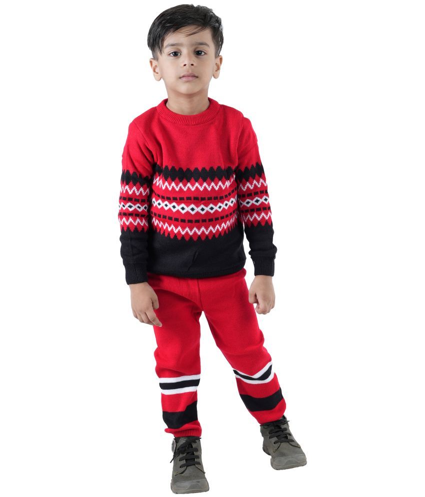     			GTwo Red & Black Woollen Blend Boy's Pullover Sweaters ( Pack of 1 )