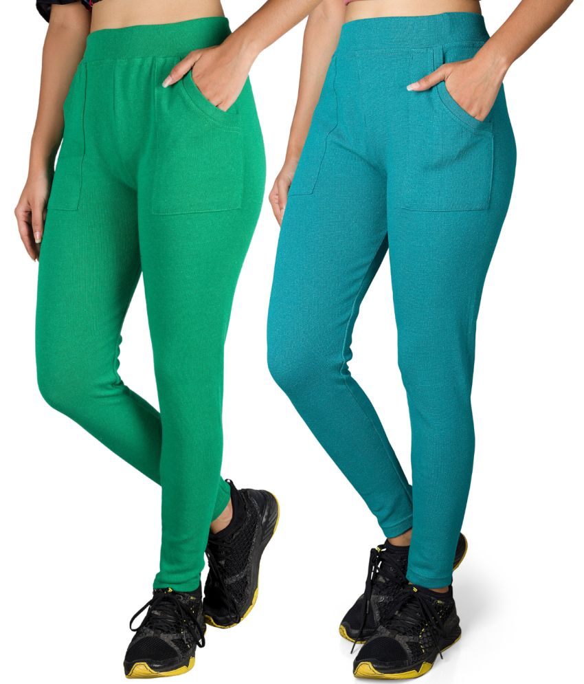     			KARARO JEGGINGS - Cotton Blend Skinny Fit Mint Green Women's Jeggings ( Pack of 2 )