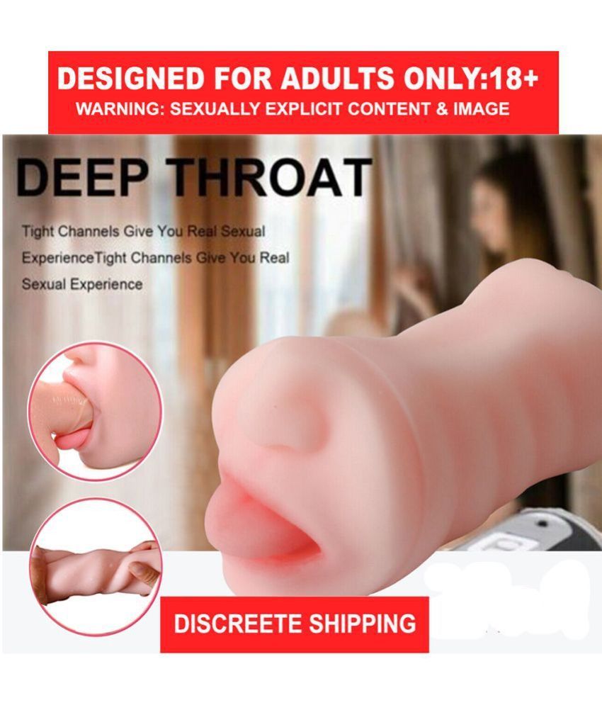     			Male Oral Masturbator for Men Deep Throat Silicone Realistic Mouth Pocket Pussy