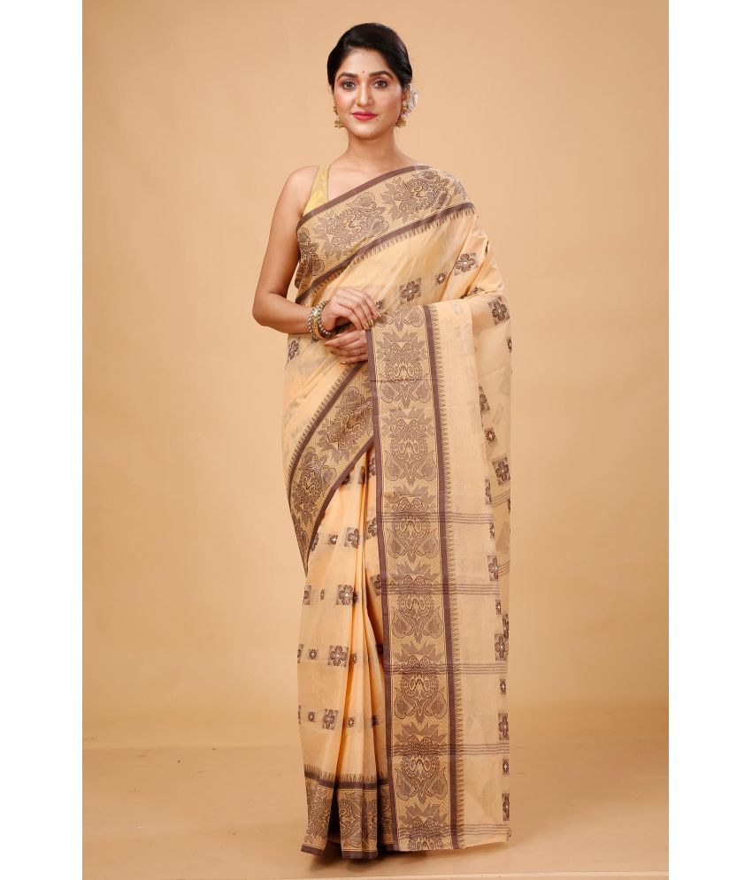     			Puspika Cotton Woven Saree Without Blouse Piece - Cream ( Pack of 1 )