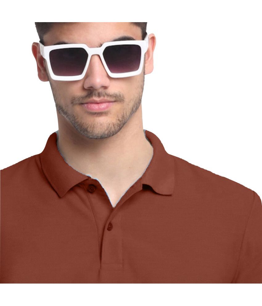     			Radprix Cotton Regular Fit Solid Half Sleeves Men's Polo T Shirt - Brown ( Pack of 1 )