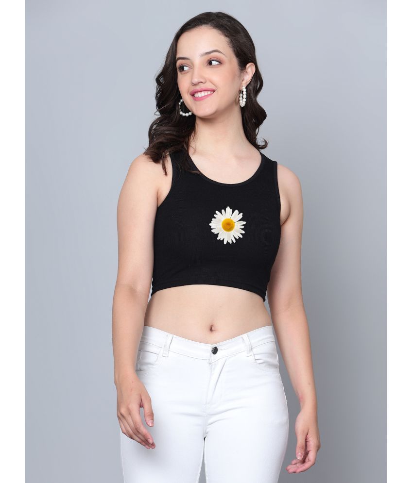     			fashion and youth Black Cotton Blend Women's Crop Top ( Pack of 1 )