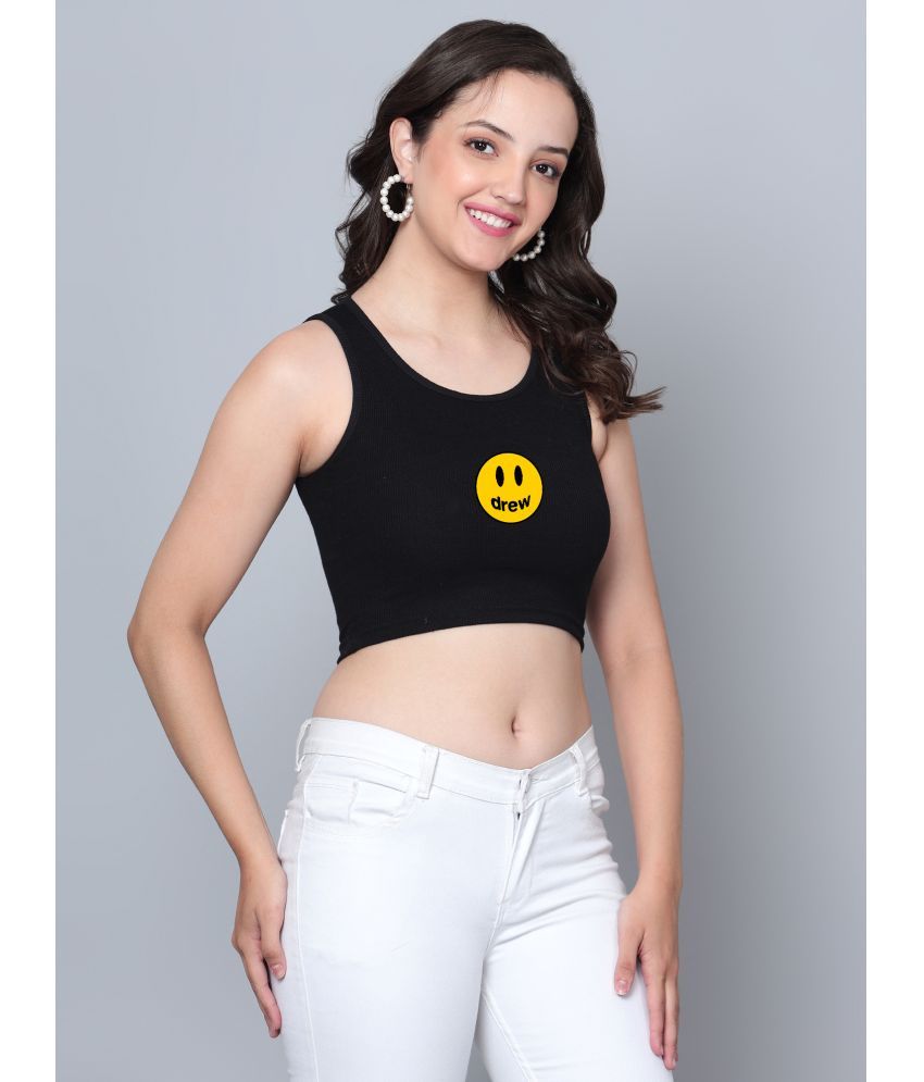     			fashion and youth Black Cotton Blend Women's Crop Top ( Pack of 1 )