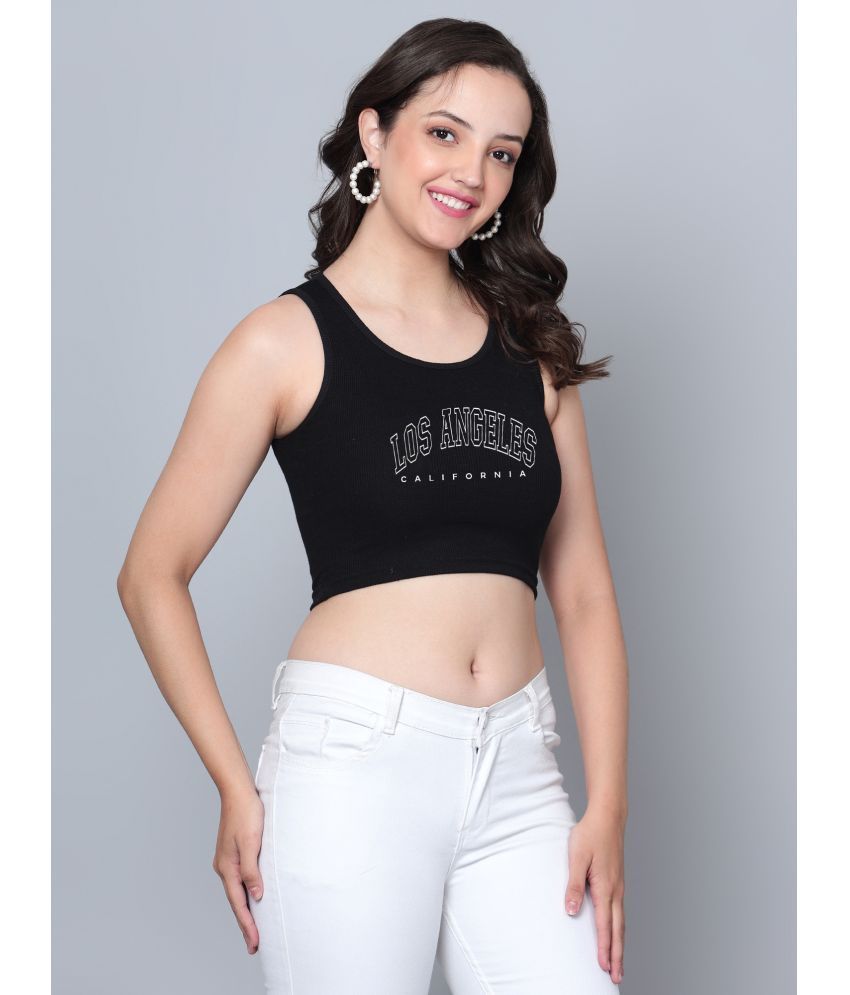     			fashion and youth Black Cotton Blend Women's Crop Top ( Pack of 1 )