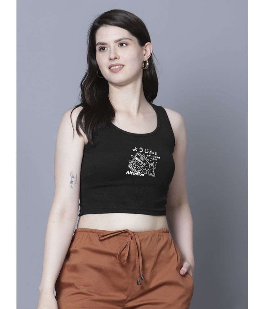     			fashion and youth Black Cotton Blend Women's Crop Top ( Pack of 1 )