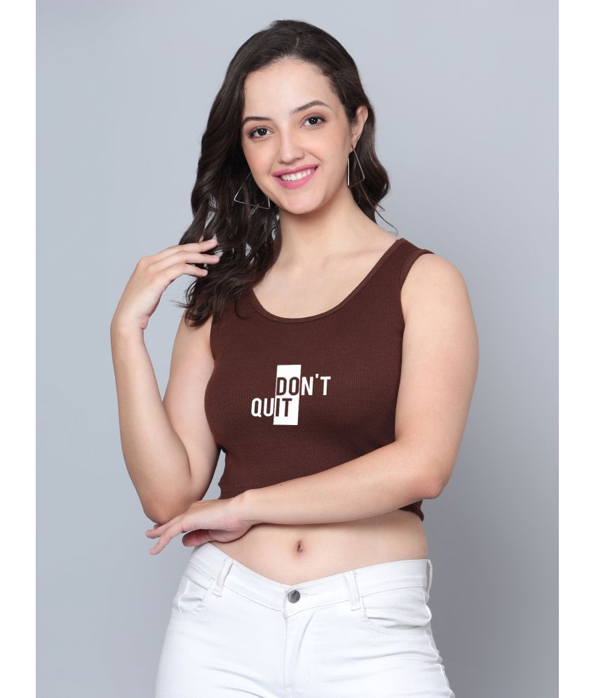     			fashion and youth Brown Cotton Blend Women's Crop Top ( Pack of 1 )