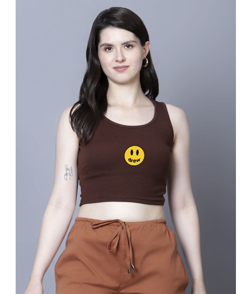     			fashion and youth Brown Cotton Blend Women's Crop Top ( Pack of 1 )